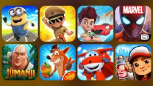Minion Rush, Little Singham, Kicko Super Speedo, Spiderman, Jumanji, Crash Bandicoot, Subway Surfers