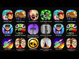 Subway Surf, Tank Stars, Ice Scream 2, Troll Quest Horror 3, Mr Bullet, Zombie Tsunami....