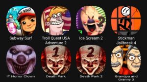 Subway Surf, Troll Quest USA Adventure 2, Ice Scream 2, Stickman Jailbreak 4, IT Horror Clown....