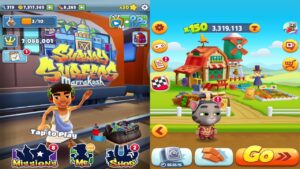 Subway Surfers: Marrakesh VS Talking Tom Gold Run Walkthrough