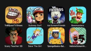 Troll QUest TV Shows, Subway Surf, Ice Scream 5, Bowmasters, Scary Teacher 3D, Save The Girl...