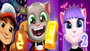 My Talking Angela 2 VS Talking Tom Gold Run VS Subway Surfers Halloween 2021 Android Gameplay