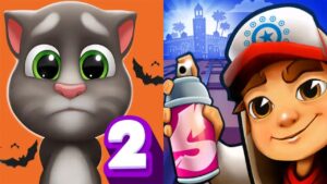 My Talking Tom 2 vs Subway Surfers Marrakesh - Spooky Train Gameplay 2021