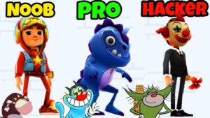 NOOB vs PRO vs HACKER in Subway Surfers Game | Oggy, Jack, Bob || Daddy Gaming Ep. 4