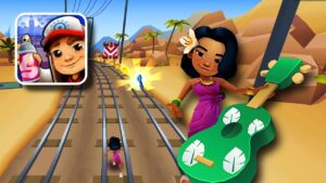 SUBWAY SURFERS NOON PINK OUTFIT WITH UKULELE BOARD