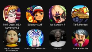 Troll Quest USA Adventure 2, Subway Surf, Ice Scream 4, Tank Heroes, Squid Survival Challange...