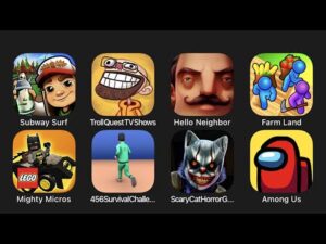 Subway Surfers, Troll Quest TV Shows, Hello Neighbor Act 1, Farm Land, Mighty Micros, 456 Survival..