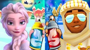 Subway Surfers North Pole Christmas 2021 Prince K vs Princess Elsa Hollywood Rush Gameplay HD