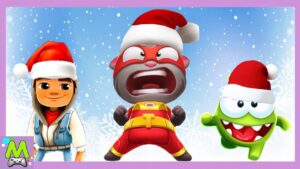 Говорящий Том Погоня Героев vs Subway Surfers vs Ам Ням Погоня.Кто Самый Крутой Рождественский Бегун