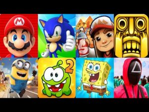 Mario Run, Sonic Dash, Subway Surfers, Temple Run, Minion Rush, Om Nom, Spongebob Run, Squid Game
