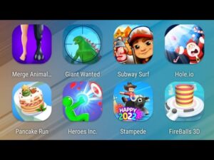 Merge Animals,Giant Wanted,Subway Surfers,Hole io,Pancake Run,Heroes Inc,Rodeo Stampede,Fire Balls