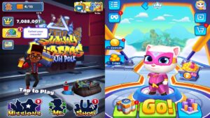 Subway Surfers: North Pole VS Talking Tom Hero Dash Run Walkthrough