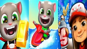 Talking Tom Gold Run VS Subway Surfers | Talking Tom Jetski 2 Gameplay 2022