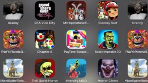 Granny,GTA: V,Mr Hopps,Subway Surfers,FNaF 6,Scary Imposter,Miami Spider Skeleton,Troll Quest Horror