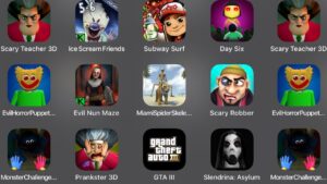 Scary Teacher 3D,Ice Scream 6,Subway Surfers,Day Six,Evil Horror,Evil Nun,Miami Spider,Scary Robber,