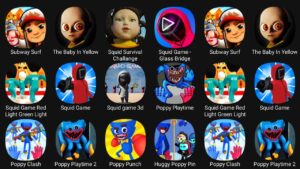 Subway Surf, The Baby In Yellow, Squid Survival Challange, Squid Game - Glass Bridge, Squid Game....