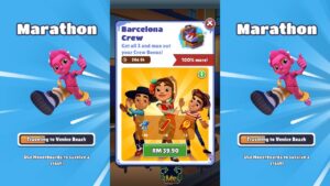 Subway Surfers Barcelona Crew Sofia Tango Outfit vs Tag Team Traveling to Venice Beach