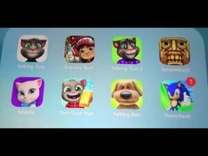 Talking Tom, Subway Surfers, Tom 2, Temple Run 2, Talking Angela, Tom gold Run, Ben, Sonic Dash