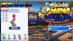 Update Full Set Subway Surfers 2.30.0 Barcelona Max all Cheat