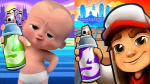 Subway Surfers Barcelona 2022 Tagbot Toy Outfit vs Baby Johny Johny Yes Papa Run Gameplay HD