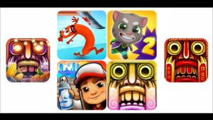 Subway Surfers Barcelona,Talking Tom Gold Run 2,Sausage Run,Temple Run 2 Holi Festival,Jungle Fall
