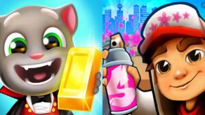 Subway Surfers vs Talking Tom Gold Run Gameplay
