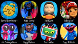 Survival Story Round 6, Huggy Survival, Squid Game, Subway Surf, 456 Challenge Game, Poppy Playtime