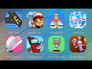 Traffic Run,Subway Surfers,Hit Perfect,Crowd City,Brick Builder,Sausage Run,Tom Cake Jump,Escape..