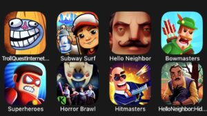 Troll Quest Internet Memes, Subway Surfers, Hello Neighbor Act 1, Bowmasters, Superheroes....