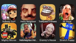 Subway Surf, Hello Neighbor, Troll Quest TV Shows, Mr Meat, Mighty Micros, Hello Neighbor....