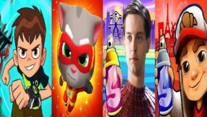 TALKING TOM HERO DASH VS Ben 10: Up to Speed Subway Surfers Paris  Spider Man Hero Peter Parker Run
