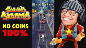 Jogando SUBWAY SURFERS com desafio NO COINS 100%
