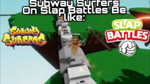 Playing Subway Surfers On Slap Battles With The Admin Glove Train | Roblox