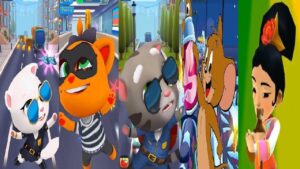 Subway Surfers VS TALKING TOM GOLD RUN VS tom and jerry jungle VS Panda Panda Run koko the robber