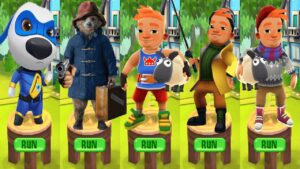 Tag with Paddington Bear vs Subway Surfers Bjarki vs Talking Hank Hero Dash Run GamePlay