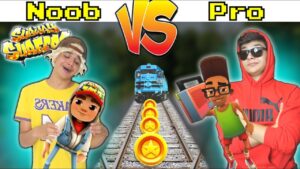 NOOB VS PRO JOGANDO SUBWAY SURFERS MOBILE !!