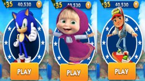 Sonic Dash vs Masha Run (Masha and the Bear) vs Subway Surfers - All Characters Unlocked