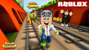 Subway Surfers Oynadık!! Polis Adamlar Peşimizde - Panda ile Roblox Subway Surfers