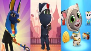 Subway Surfers VS TALKING TOM GOLD RUN HALLOWEEN  MUMMY TOM VS Talking Tom Bubble Shooter Ninja Tom
