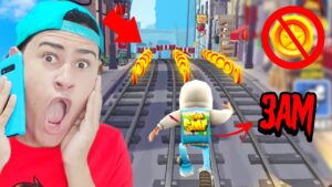 Fiz o DESAFIO NO COIN no SUBWAY SURFERS as 3 DA MANHÃ (Deu ruim!!!)