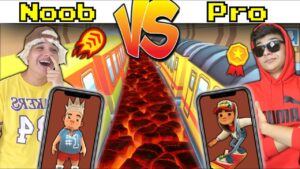 NOOB VS PRO JOGANDO O CHÃO É LAVA no SUBWAY SURFERS !!