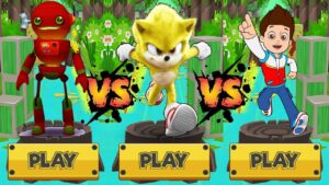 Tag with Movie Super Sonic Dash vs Subway Surfers Tagbot vs PAW Patrol Ryder Run - Gameplay