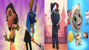 Subway Surfers VS TALKING TOM GOLD RUN HALLOWEEN  MUMMY TOM VS Talking Tom Bubble Shooter Ninja Tom