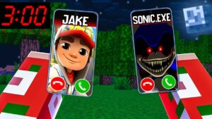 NÃO PROCURE O JAKE SUBWAY SURFERS E O SONIC EXE ÁS 3:00 DA MADRUGADA NO MINECRAFT