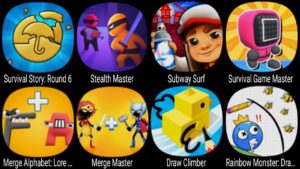 Survival Story Round 6, Stealth Master, Subway Surf, Merge Alphabet Lore Run, Merge Master ...