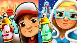 Subway Surfers Subway City 'Xmas 2022 Elf Tricky Ice Outfit vs Subway Surfers Lunar New Year Jake