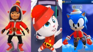 Subway Surfers VS TALKING TOM GOLD RUN CHRISTMAS 2022 VS SONIC DASH Elf Angela VS ELF CLASSIC SONIC