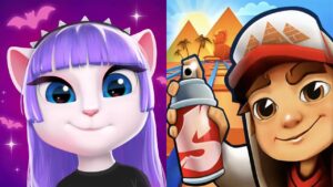 my talking angela vs subway surfers