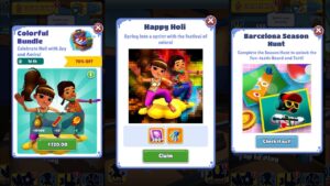 All Upcoming New bundles of Subway Surfers World Tour Barcelona 2023 by Time Travel Holi Special