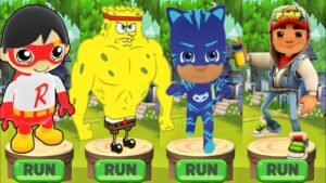 Tag with Ryan Kaji Red Titan vs Subway Surfers vs SpongeBob Run vs Pj Masks Catboy